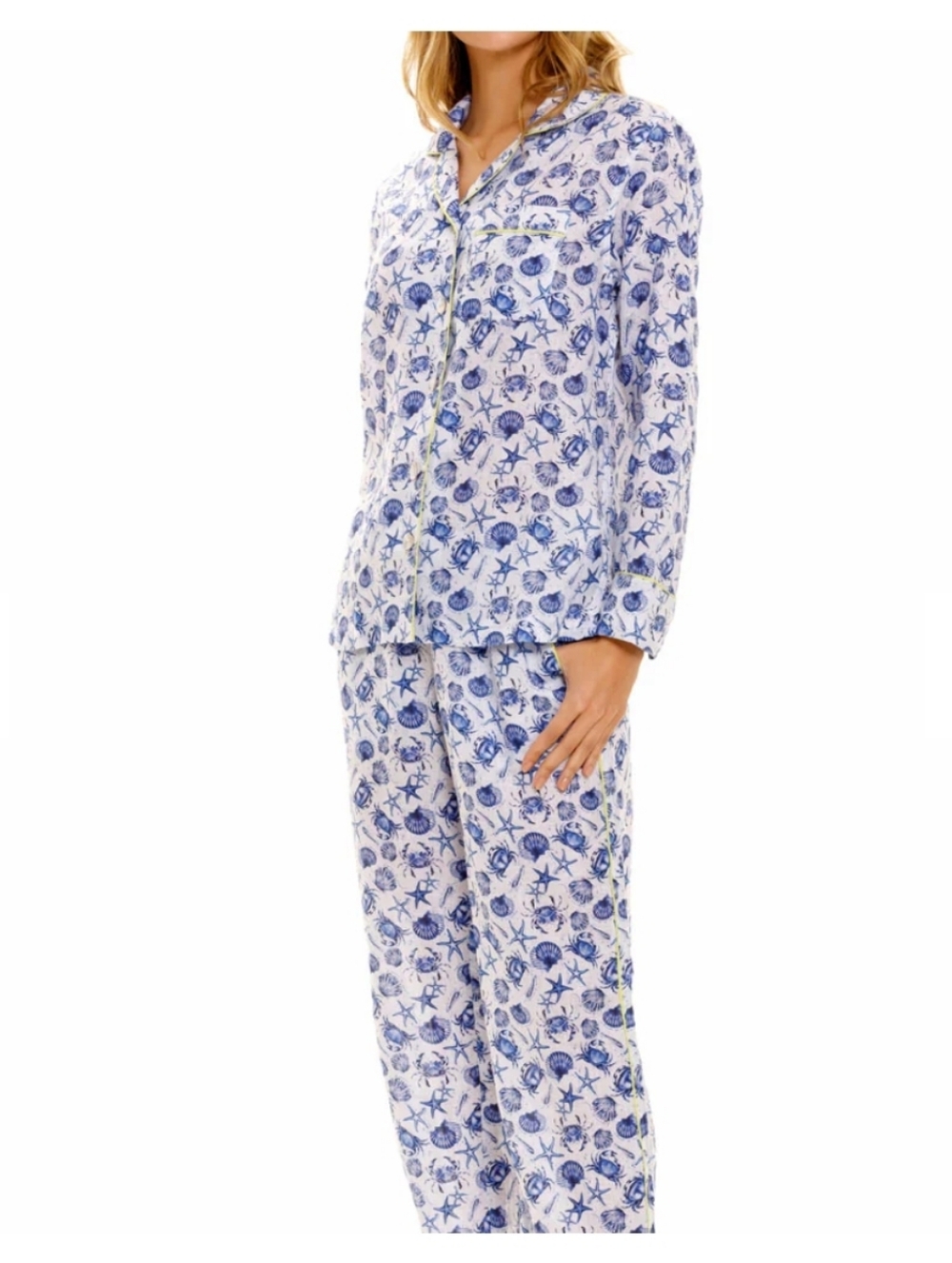 $304 The Lazy Poet Women's Emma Ecru Seashells By The Shore Pajama Set XL